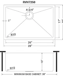 RUVATI Undermount Stainless Steel 28 In. 16-Gauge Single Bowl Kitchen Sink Sinks