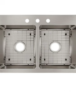 ELKAY Avenue Drop-in/Undermount Stainless Steel 33 In. 50/50 Double Bowl Kitchen Sink With Bottom Grid