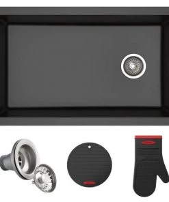 KRAUS Forteza Undermount Granite 32 In. Single Bowl Kitchen Sink In Black Sinks