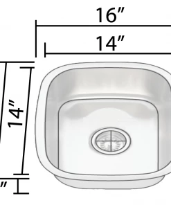 Allora USA - KSN-1616 - 16" X 16" X 8" Stainless Steel Sink Sinks 7 Allora USA - KSN-1616 - 16