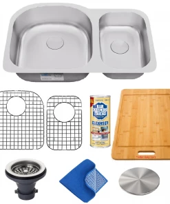 Allora USA - KSN-2131 Combo - 21" X 21" X 9" Undermount Single Bowl Stainless Steel Kitchen Sink And Accessories