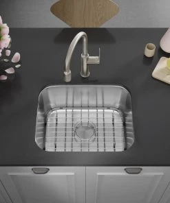 Allora USA - KSN-2318 Combo - 23" X 18" X 9" Undermount Single Bowl Stainless Steel Kitchen Sink And Accessories