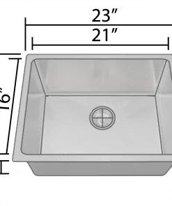 Allora USA - KSN-2318-R25 - 23" X 18" X 9" Undermount Single Bowl Stainless Steel Kitchen Sink