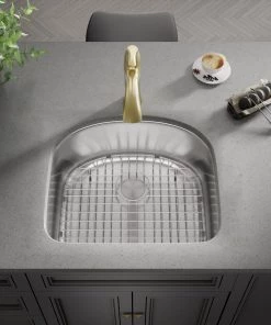 Allora USA - KSN-2321 - 23" X 21" X 9" Undermount "D" Shape Single Bowl Stainless Steel Kitchen Sink 10 Allora USA - KSN-2321 - 23