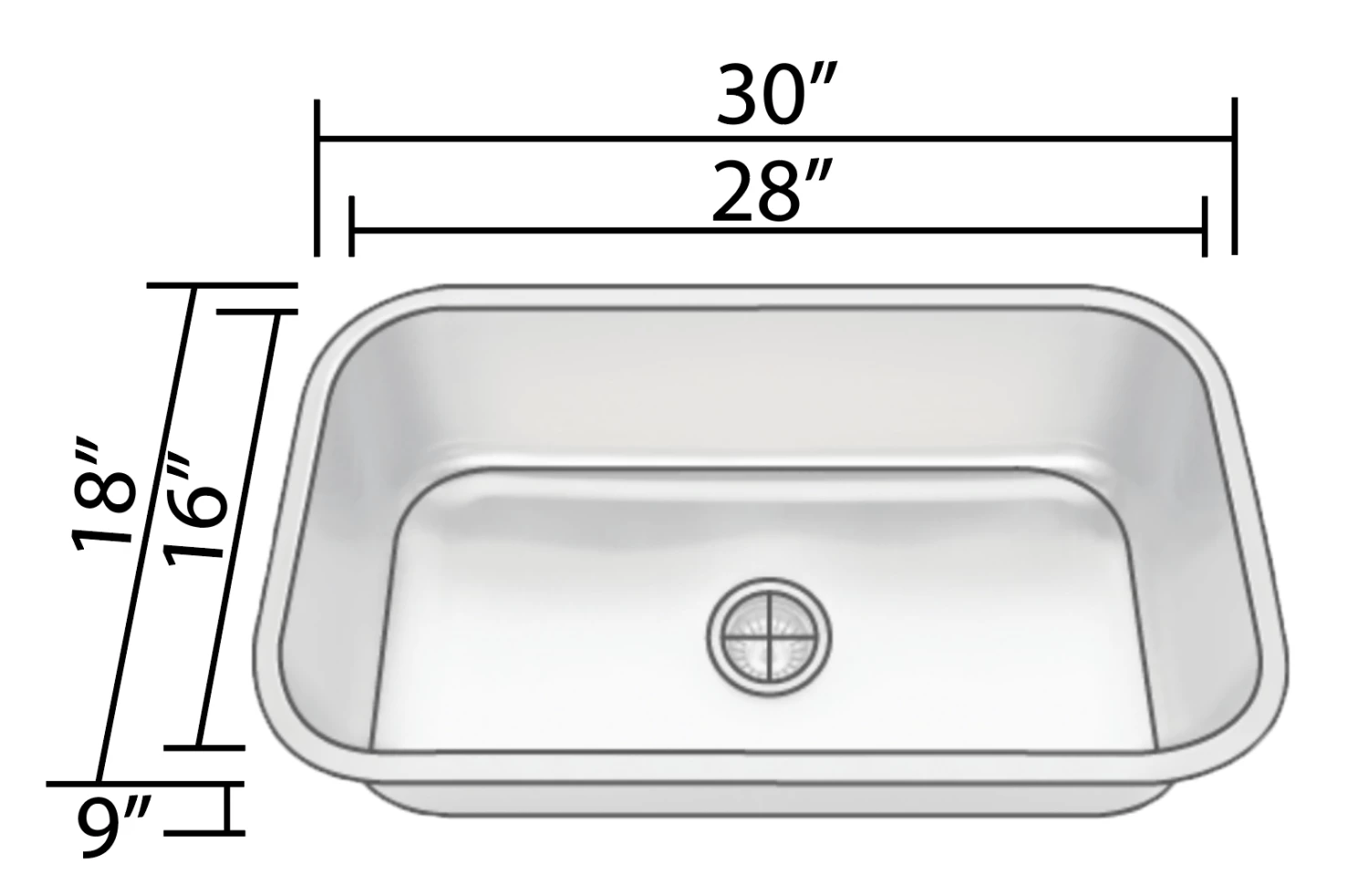 Allora USA - KSN-3018-16 Combo - 30" X 18" X 9" Undermount Single Large Bowl Stainless Steel Kitchen Sink 4 Allora USA - KSN-3018-16 Combo - 30" X 18" X 9" Undermount Single Large Bowl Stainless Steel Kitchen Sink