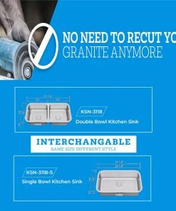 Sinks NEW! Allora USA KSN-3118-S Undermount Single Bowl Kitchen Sink