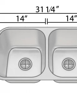 Sinks Allora USA - KSN-3118 Combo - 31" X 18" X 9" Undermount Double Bowl 50/50 Stainless Steel Kitchen Sink 12 Sinks Allora USA - KSN-3118 Combo - 31