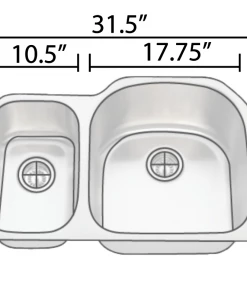 Sinks Allora USA - KSN-3121R - 31" X 21" X 9/7" Undermount 30/70 Double Bowl Stainless Steel Kitchen Sink