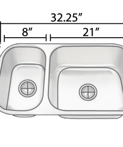 Allora USA KSN-3218R Undermount Double Bowl Kitchen Sink Sinks