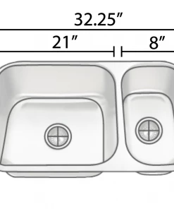 Allora USA KSN-3218 Undermount Double Bowl Kitchen Sink
