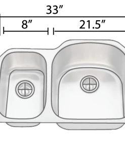 Allora USA - KSN-3321R - Undermount Double Bowl Kitchen Sink