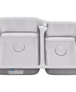 Allora USA - LD-3221 Kitchen Sink - 32" X 20 1/2" X 9/8" Undermount Low Divider Double Bowl 18 Gauge Stainless Steel Kitchen Sink