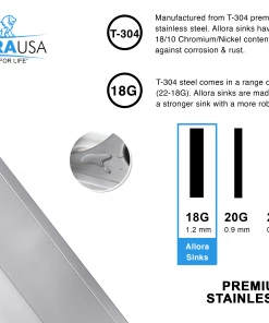 Allora USA - KH-1518 - 15" X 18" X 8.5" Handmade Undermount Single Bowl Stainless Steel Bar Sink Sinks 13 Allora USA - KH-1518 - 15