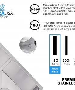 Allora USA - KH-3318 - 33" X 18" X 10" Undermount Double Bowl Handmade Stainless Steel Kitchen Sink 16 Allora USA - KH-3318 - 33