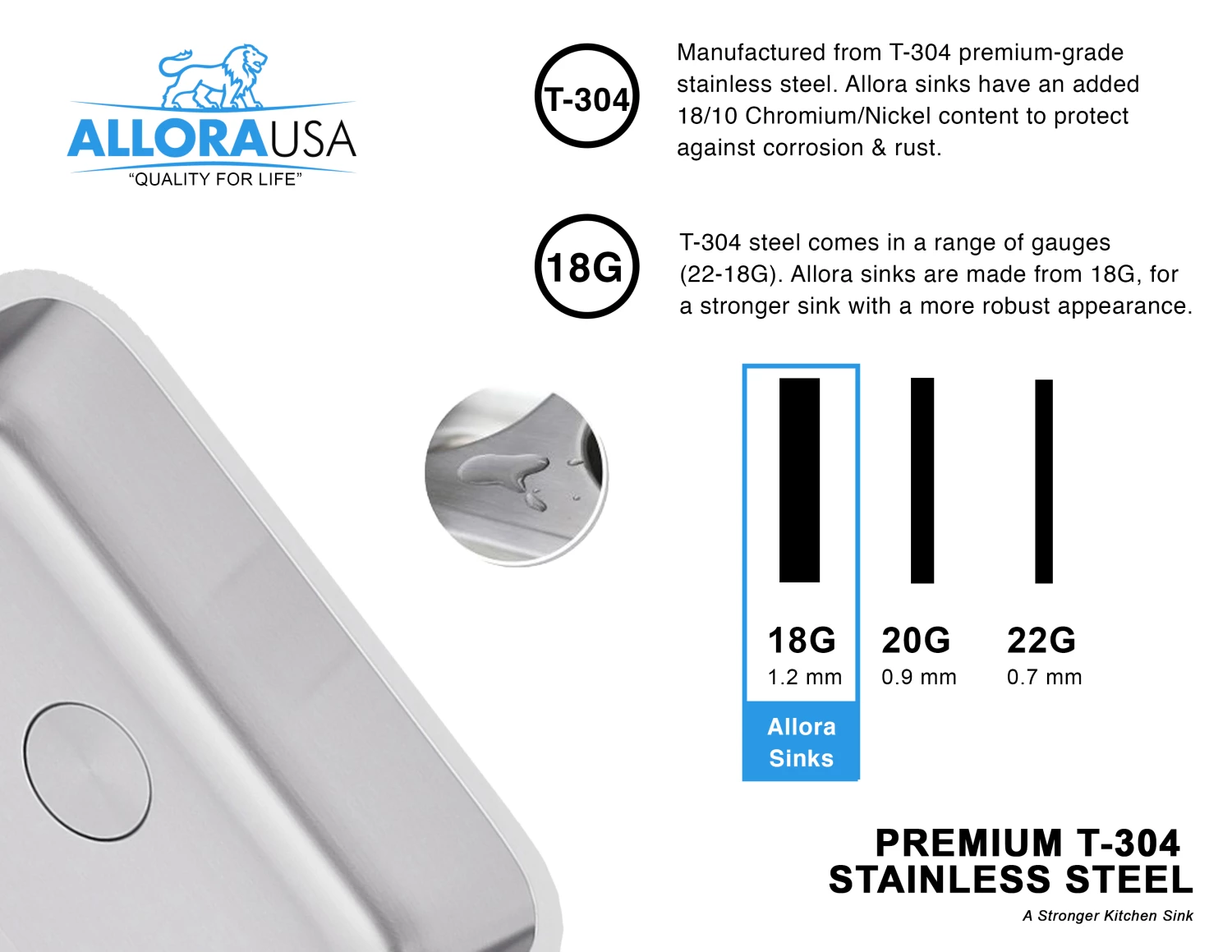 Allora USA - KSN-3018-16 Combo - 30" X 18" X 9" Undermount Single Large Bowl Stainless Steel Kitchen Sink 12 Allora USA - KSN-3018-16 Combo - 30" X 18" X 9" Undermount Single Large Bowl Stainless Steel Kitchen Sink