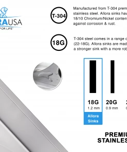 Allora USA - KH-3021F-R15 - 30" X 21" X 10" Undermount Farmhouse Single Large Bowl Stainless Steel Kitchen Sink 12 Allora USA - KH-3021F-R15 - 30