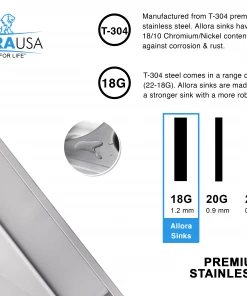 Allora USA - KH-2718-R15 Combo - 27" X 18" X 10" Handmade Undermount Single Large Bowl Stainless Steel Kitchen Sink Sinks 22 Allora USA - KH-2718-R15 Combo - 27