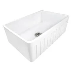 RUVATI Farmhouse Apron-Front Fireclay 33 In. X 20 In. Reversible Single Bowl Kitchen Sink In White Sinks 7 RUVATI Farmhouse Apron-Front Fireclay 33 In. X 20 In. Reversible Single Bowl Kitchen Sink In White Sinks