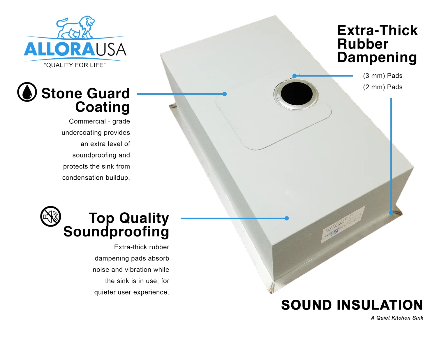 Sinks Allora USA - KH-2318 - 23" X 18" X 10" Combo Handmade Undermount Single Bowl Stainless Steel Kitchen Sink And Accessories 13 Sinks Allora USA - KH-2318 - 23" X 18" X 10" Combo Handmade Undermount Single Bowl Stainless Steel Kitchen Sink And Accessories