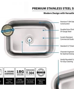 Sinks Allora USA - ADA-3018- 30" X 18" X 6" Undermount Single Bowl 18 Gauge Stainless Steel Kitchen Sink 11 Sinks Allora USA - ADA-3018- 30