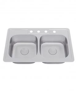 Allora USA - TOP-2914 - 33" X 19" X 8" Top Mount Double Bowl Kitchen Sink