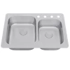 KralSu Sink And Faucet Supplies Sinks Allora USA - TOP-2919 32" X 21" X 8" Top Mount Offset Double Bowl Kitchen Sink