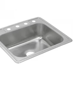 Elkay Signature Plus Dual Mount Stainless Steel 25 In. 4-Hole Single Bowl Kitchen Sink