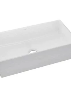 ELKAY Burnham White Fireclay 33 In. Single Bowl Farmhouse Apron Kitchen Sink Sinks