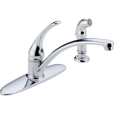 Delta Foundations Single-Handle Standard Kitchen Faucet With Side Sprayer In Chrome 1 Delta Foundations Single-Handle Standard Kitchen Faucet With Side Sprayer In Chrome