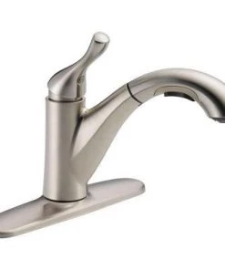 Delta Grant Single-Handle Pull-Out Sprayer Kitchen Faucet In Stainless Faucets