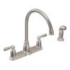 Moen Banbury High-Arc 2-Handle Standard Kitchen Faucet With Side Sprayer In Spot Resist Stainless