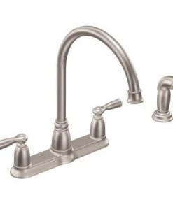 Moen Banbury High-Arc 2-Handle Standard Kitchen Faucet With Side Sprayer In Spot Resist Stainless