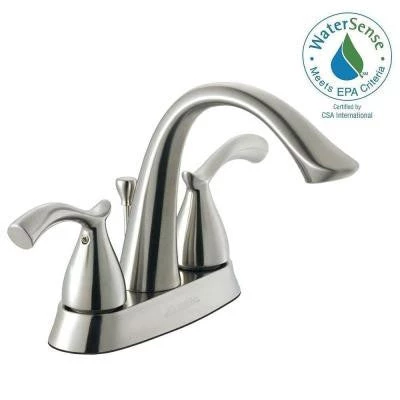 Faucets Glacier Bay Edgewood 4 In. Centerset 2-Handle High-Arc Bathroom Faucet In Brushed Nickel 1 Faucets Glacier Bay Edgewood 4 In. Centerset 2-Handle High-Arc Bathroom Faucet In Brushed Nickel