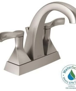 Delta Everly 4 In. Centerset 2-Handle Bathroom Faucet In SpotShield Brushed Nickel