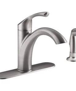 Kohler Mistos Single-Handle Standard Kitchen Faucet With Side Sprayer In Stainless Steel Faucets