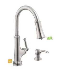 Glacier Bay Touchless Single-Handle Pull-Down Sprayer Kitchen Faucet With LED Light In Stainless Steel Faucets