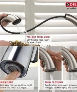 Delta Grant Single-Handle Pull-Out Sprayer Kitchen Faucet In Stainless Faucets