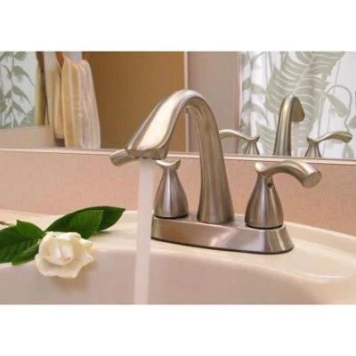 Faucets Glacier Bay Edgewood 4 In. Centerset 2-Handle High-Arc Bathroom Faucet In Brushed Nickel 2 Faucets Glacier Bay Edgewood 4 In. Centerset 2-Handle High-Arc Bathroom Faucet In Brushed Nickel