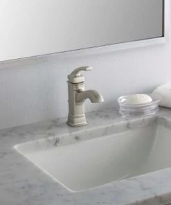 Moen Hensley Single Hole 1-Handle Bathroom Faucet Featuring Microban Protection In Spot Resist Brushed Nickel