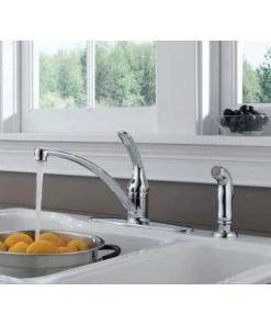 Delta Foundations Single-Handle Standard Kitchen Faucet With Side Sprayer In Chrome 5 Delta Foundations Single-Handle Standard Kitchen Faucet With Side Sprayer In Chrome