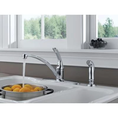 Delta Foundations Single-Handle Standard Kitchen Faucet With Side Sprayer In Chrome 3 Delta Foundations Single-Handle Standard Kitchen Faucet With Side Sprayer In Chrome