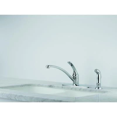 Delta Foundations Single-Handle Standard Kitchen Faucet With Side Sprayer In Chrome 2 Delta Foundations Single-Handle Standard Kitchen Faucet With Side Sprayer In Chrome