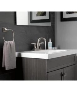 Delta Everly 4 In. Centerset 2-Handle Bathroom Faucet In SpotShield Brushed Nickel