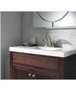 Delta Everly 4 In. Centerset 2-Handle Bathroom Faucet In SpotShield Brushed Nickel