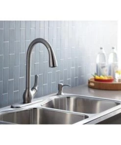 Kohler Barossa Single-Handle Pull-Down Kitchen Faucet In Vibrant Stainless With Soap/Lotion Dispenser And DockNetik