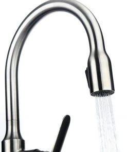 Faucets Allora USA - A-715-BN Kitchen Faucet - Single Hole Single Handle Pull Down Kitchen Faucet - Brushed Nickel