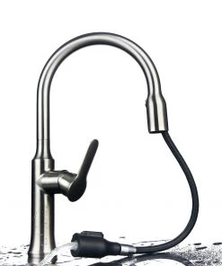 Faucets Allora USA - A-715-BN Kitchen Faucet - Single Hole Single Handle Pull Down Kitchen Faucet - Brushed Nickel