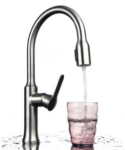 Faucets Allora USA - A-715-BN Kitchen Faucet - Single Hole Single Handle Pull Down Kitchen Faucet - Brushed Nickel