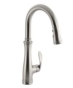 Faucets KOHLER Kitchen Bellera 1 Or 3-Hole Single-Handle Pull-Down Sprayer Kitchen Faucet In Vibrant Stainless With DockNetik And Sweep Spray K-560-VS