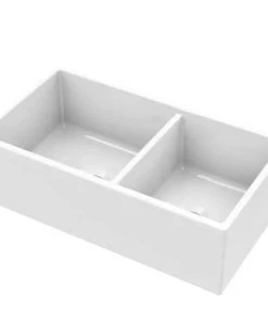 IPT SINK COMPANY Farmhouse Apron Front Fireclay 33 In. 60/40 Double Bowl Kitchen Sink In White